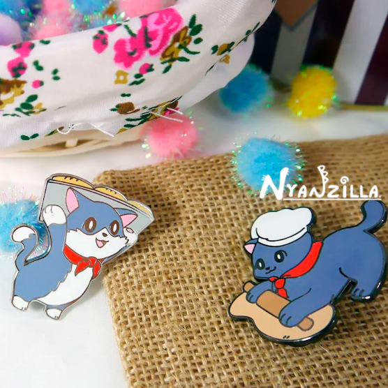 Cat Cafe Cookie the Kneader Cat Enamel Pin