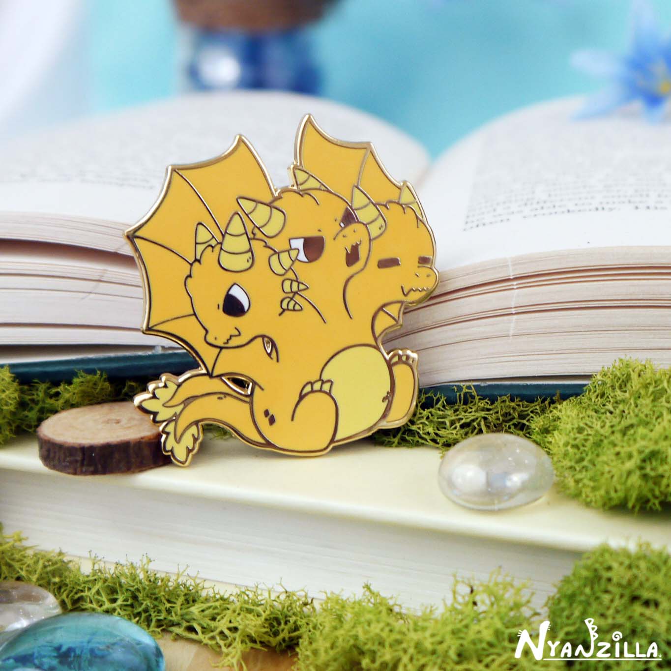 Golden Dragon Chibi Kaiju Enamel Pin