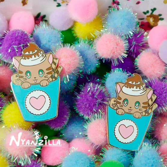 Cat Cafe Mocha Kitty Enamel Pin