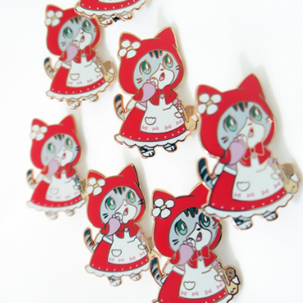 Storybook Little Red Riding Hood Cat Enamel Pin