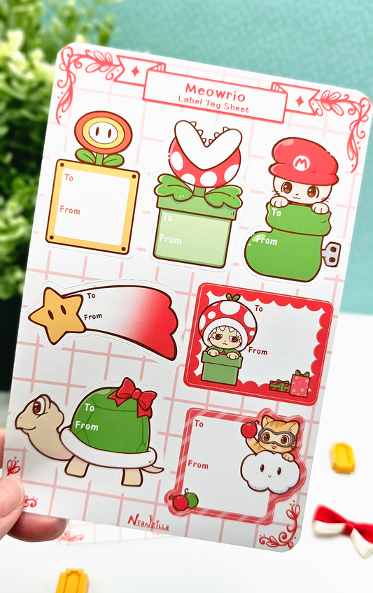 A Christmas Meowrio Label Sticker Sheet