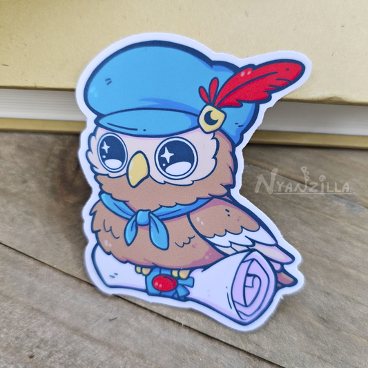 Blue Messenger Owl Vinyl Sticker