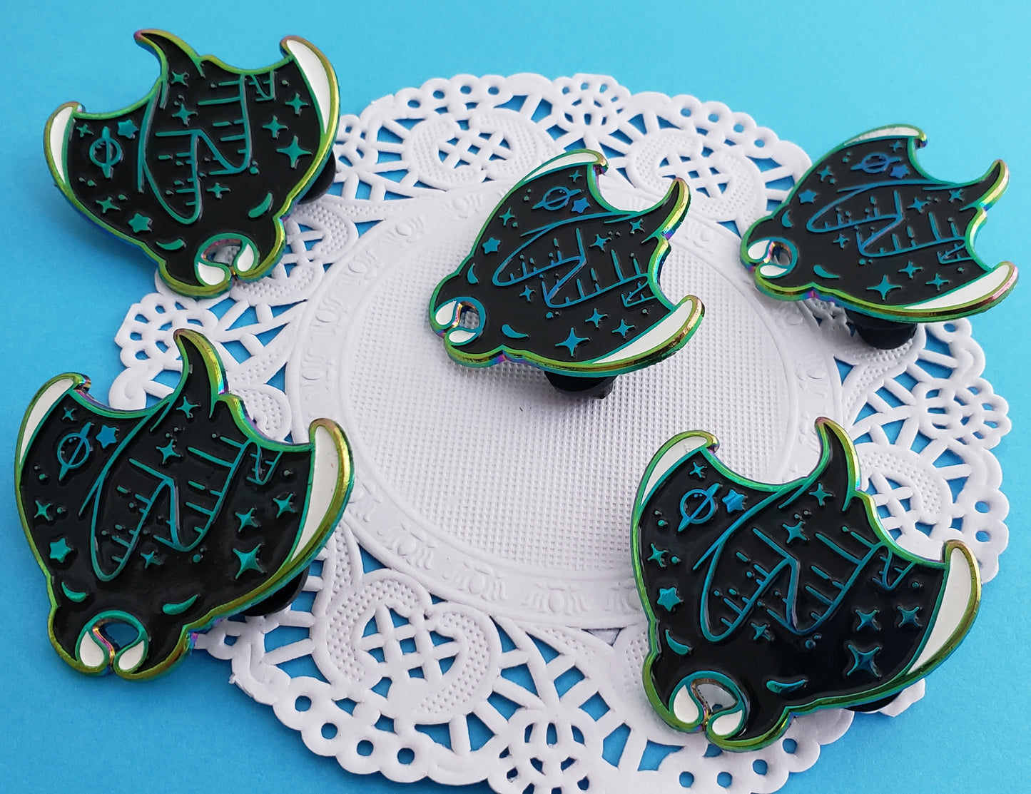 Stargazers' Dream Aurora Manta Ray Enamel Pin