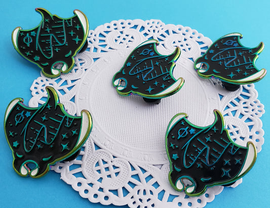 Stargazers' Dream Aurora Manta Ray Enamel Pin