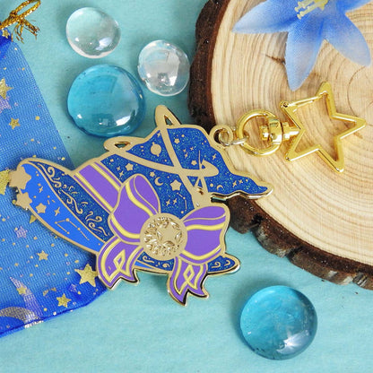 Celestial Moonlight Magical Hat Metal Keychain