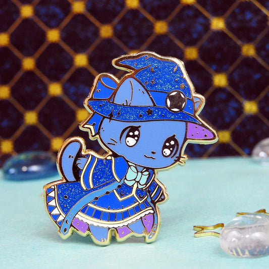 Moonlight Magic Celestial Mage Cat Enamel Pin