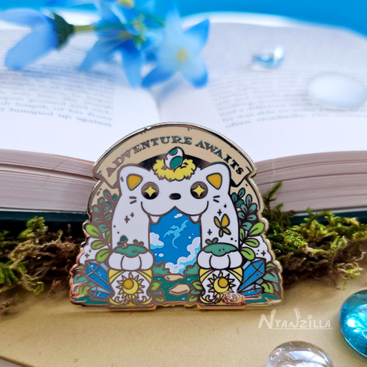 Adventure Awaits Cat Portal Enamel Pin