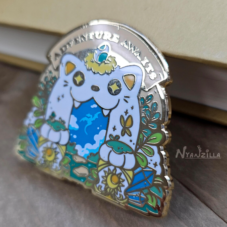 Adventure Awaits Cat Portal Enamel Pin