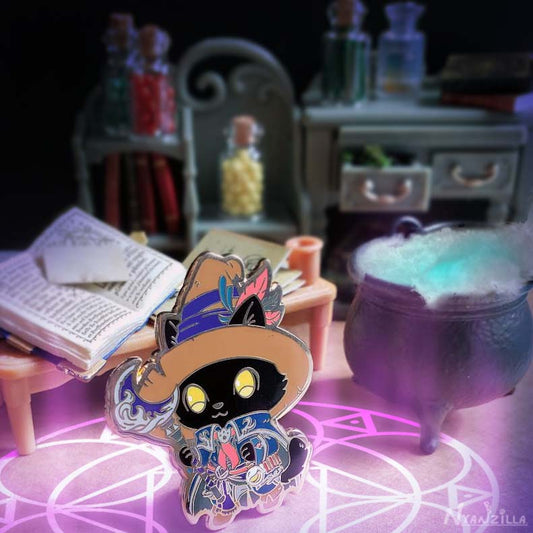 Warriors of Cute S1 Black Mage Cat Enamel Pin