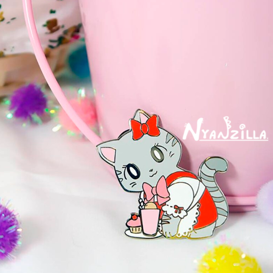 Cat Cafe Latte the Waitress Cat Enamel Pin