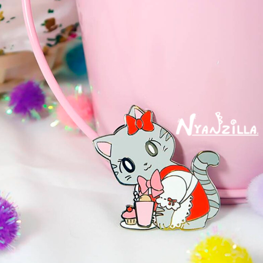 Cat Cafe Latte the Waitress Cat Enamel Pin