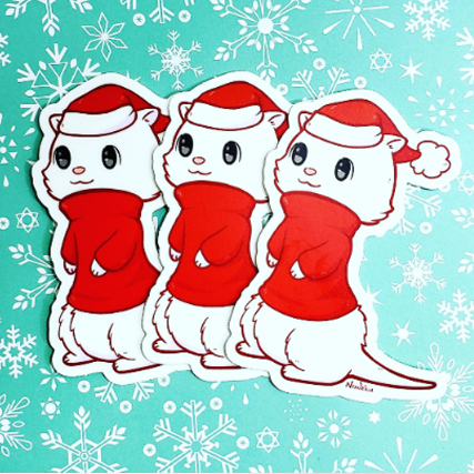 Christmas Sweater Ferret Matte Vinyl Sticker