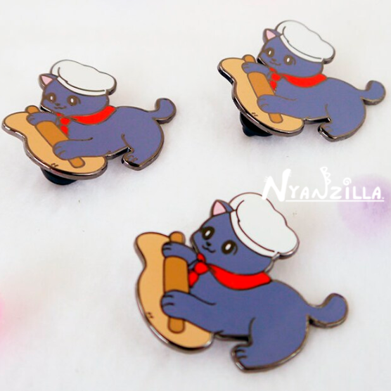 Cat Cafe Cookie the Kneader Cat Enamel Pin