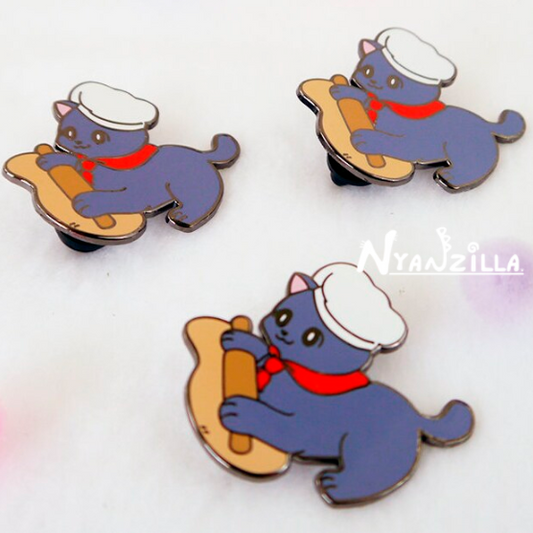 Cat Cafe Cookie the Kneader Cat Enamel Pin