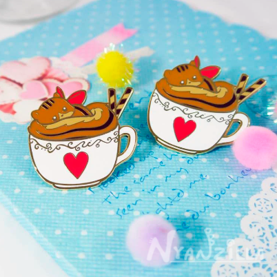 Squirrel in Cup Enamel Pin