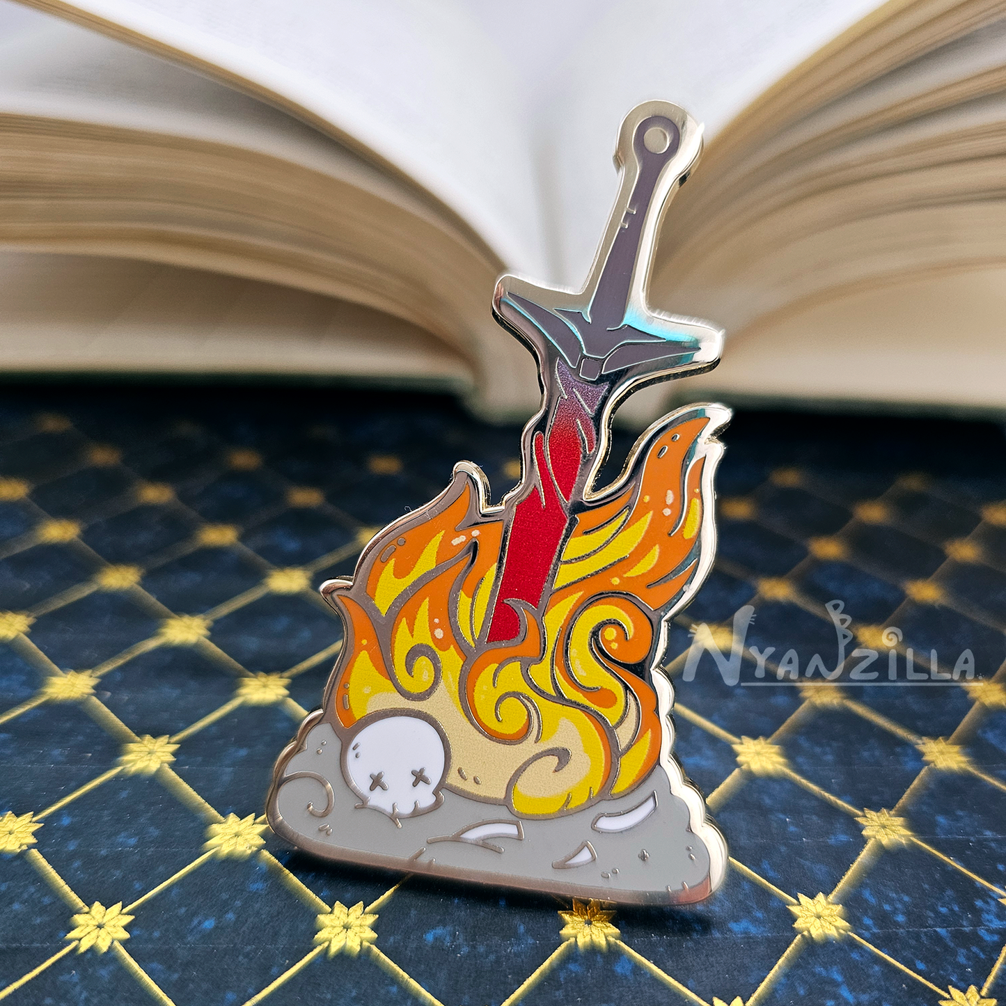 DS Bonfire Lit Enamel Pin