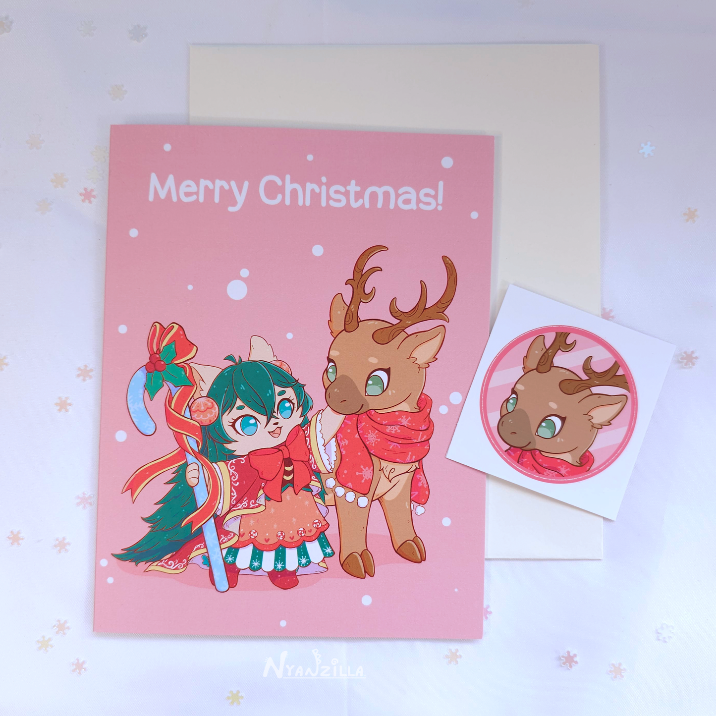 Noelle and Reindeer Christmas Card