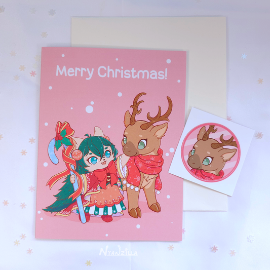 Noelle and Reindeer Christmas Card