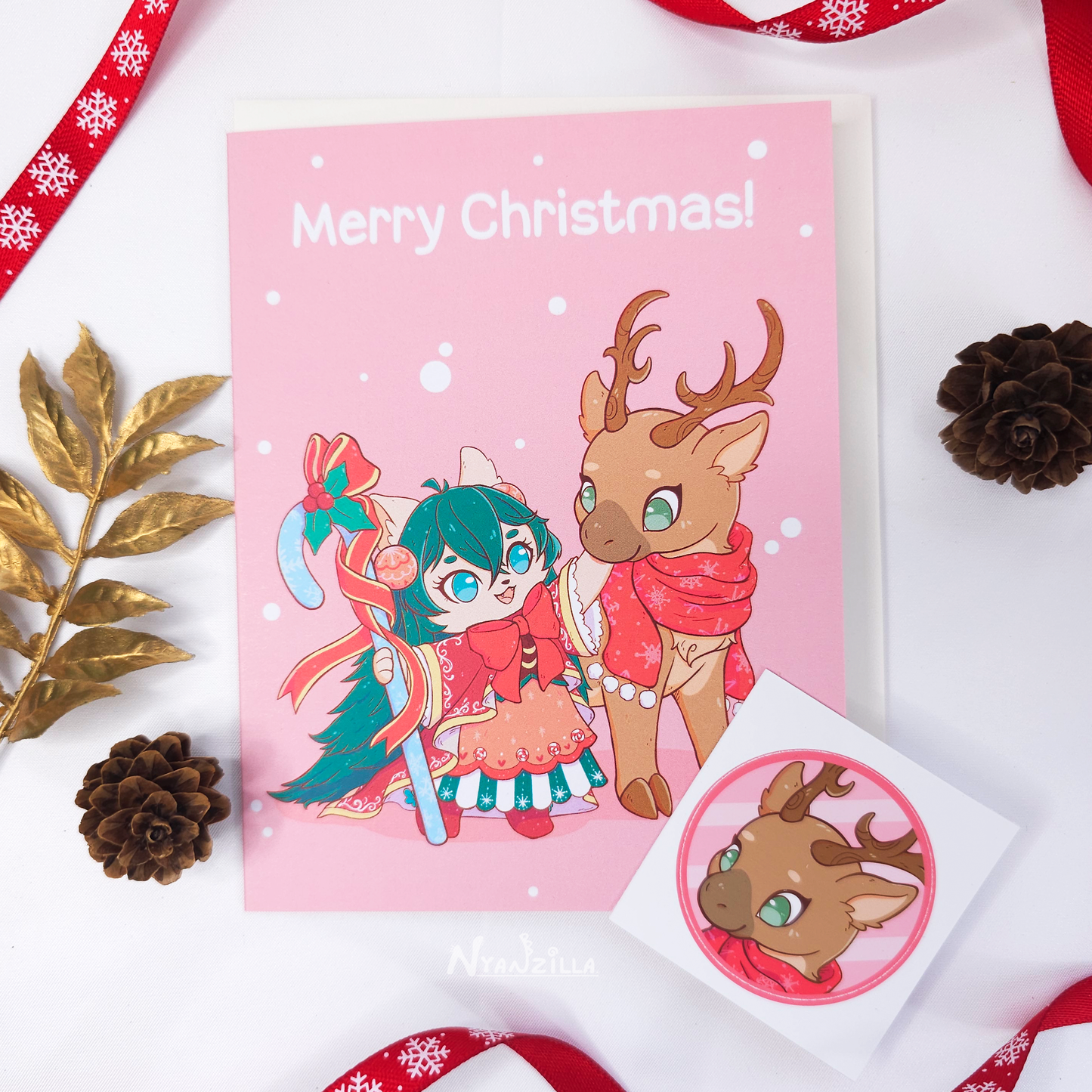 Noelle and Reindeer Christmas Card