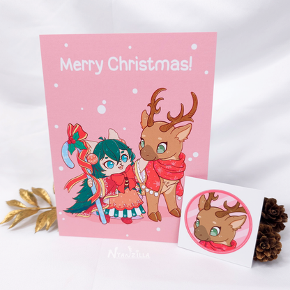 Noelle and Reindeer Christmas Card