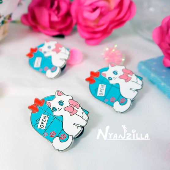 Cat Cafe Open Sign Enamel Pin