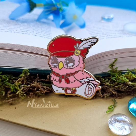 Red Messenger Owl Enamel Pin