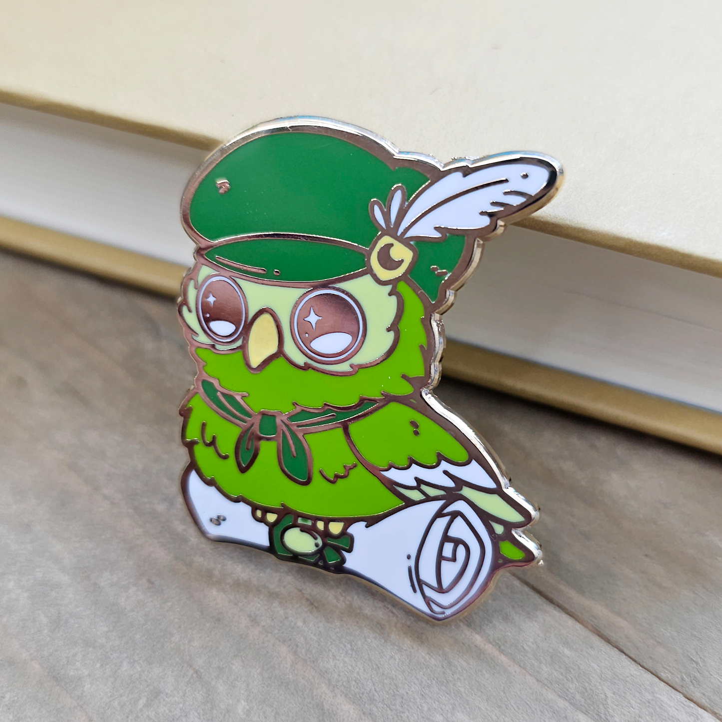 Green Messenger Owl Enamel Pin