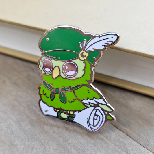 Green Messenger Owl Enamel Pin