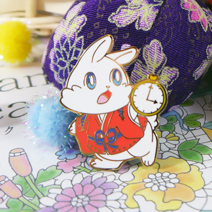 Alice in Kyoto Wonderland White Rabbit Enamel Pin