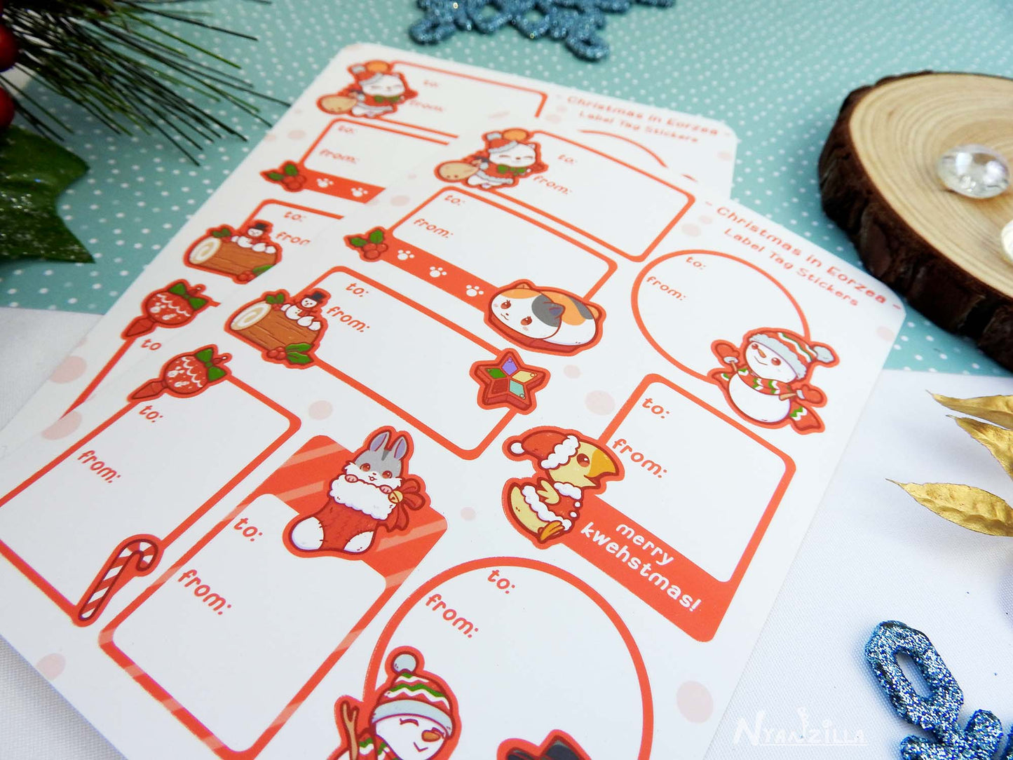 Christmas in Eorzea Gift Tag Sticker Sheet