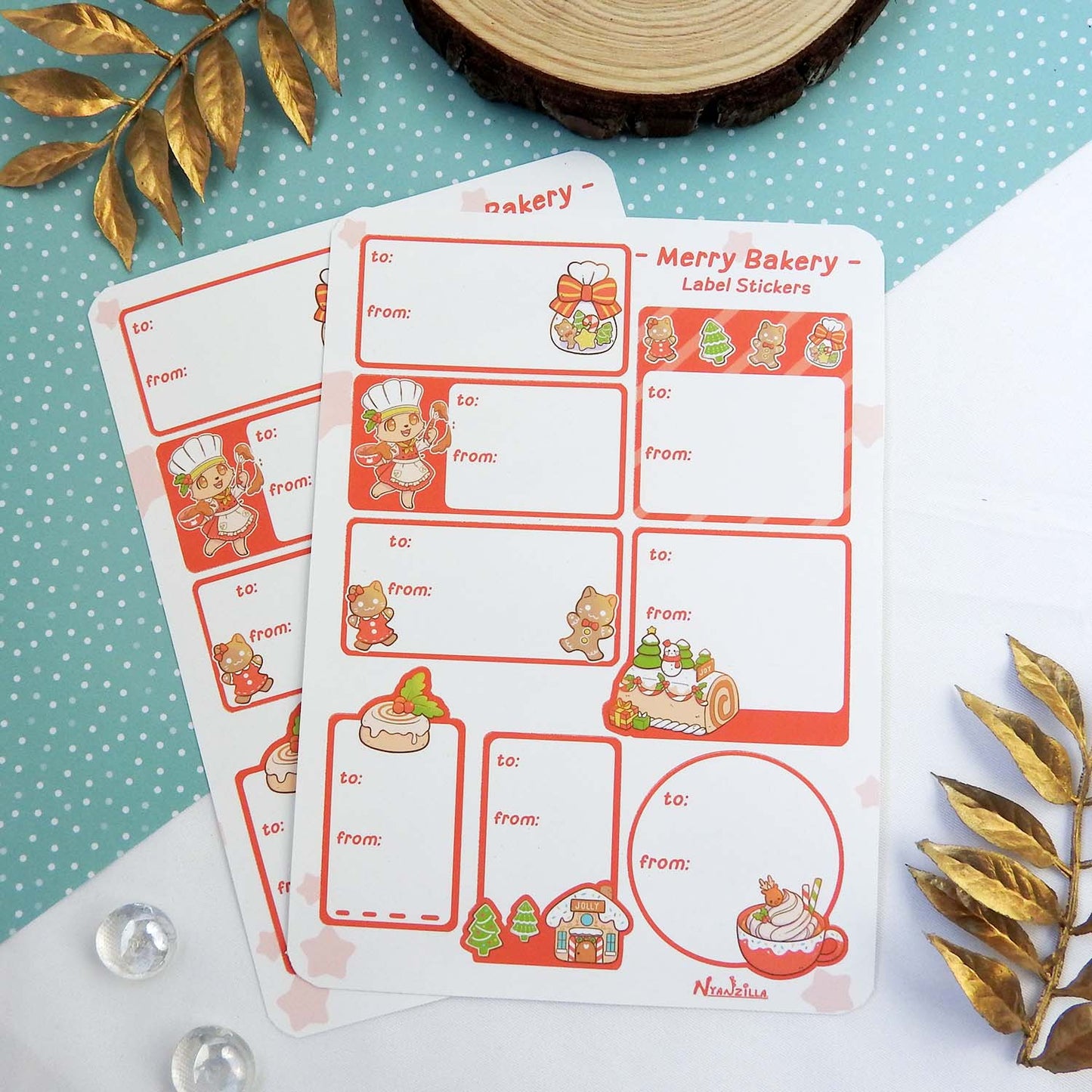Merry Bakery Christmas Gift Label Tag Sheet