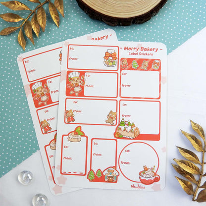 Merry Bakery Christmas Gift Label Tag Sheet