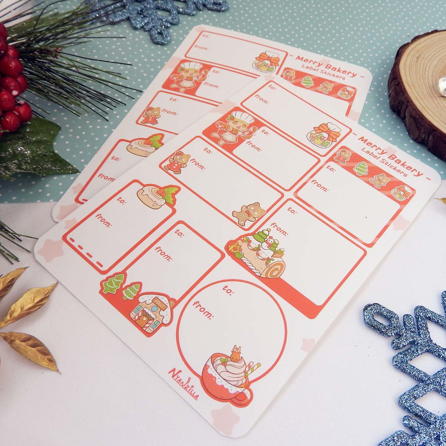 Merry Bakery Christmas Gift Label Tag Sheet