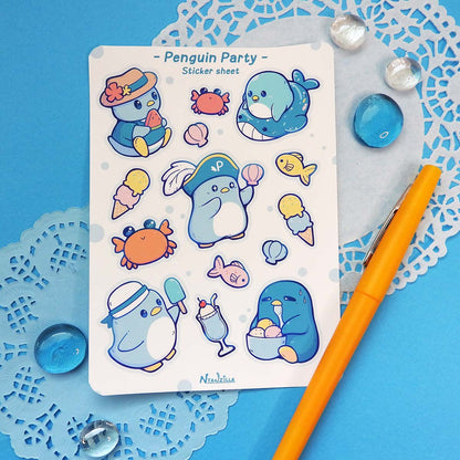 Summer Penguin Party Sticker Sheet