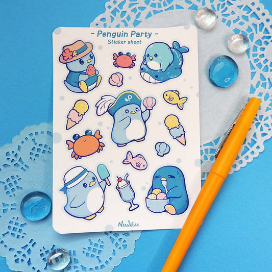 Summer Penguin Party Sticker Sheet