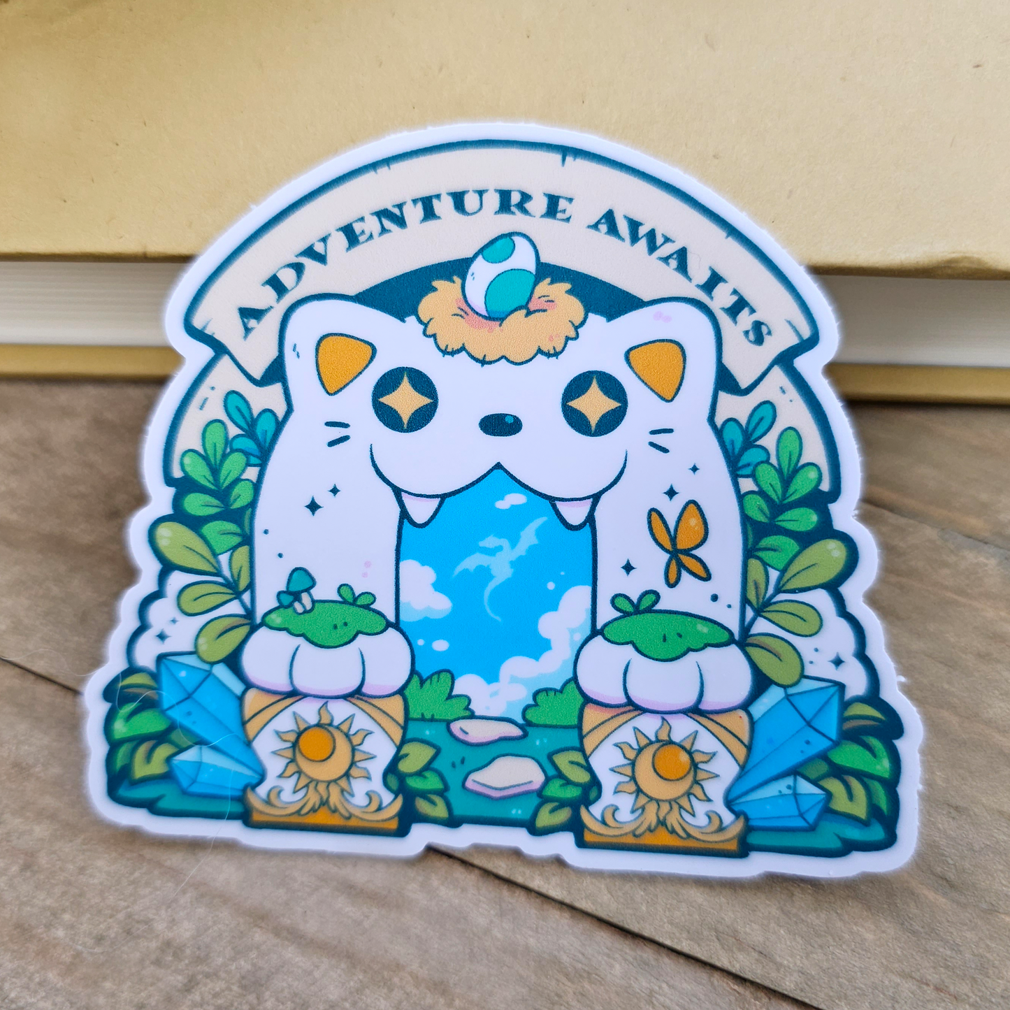 Adventure Awaits Cat Portal Vinyl Sticker