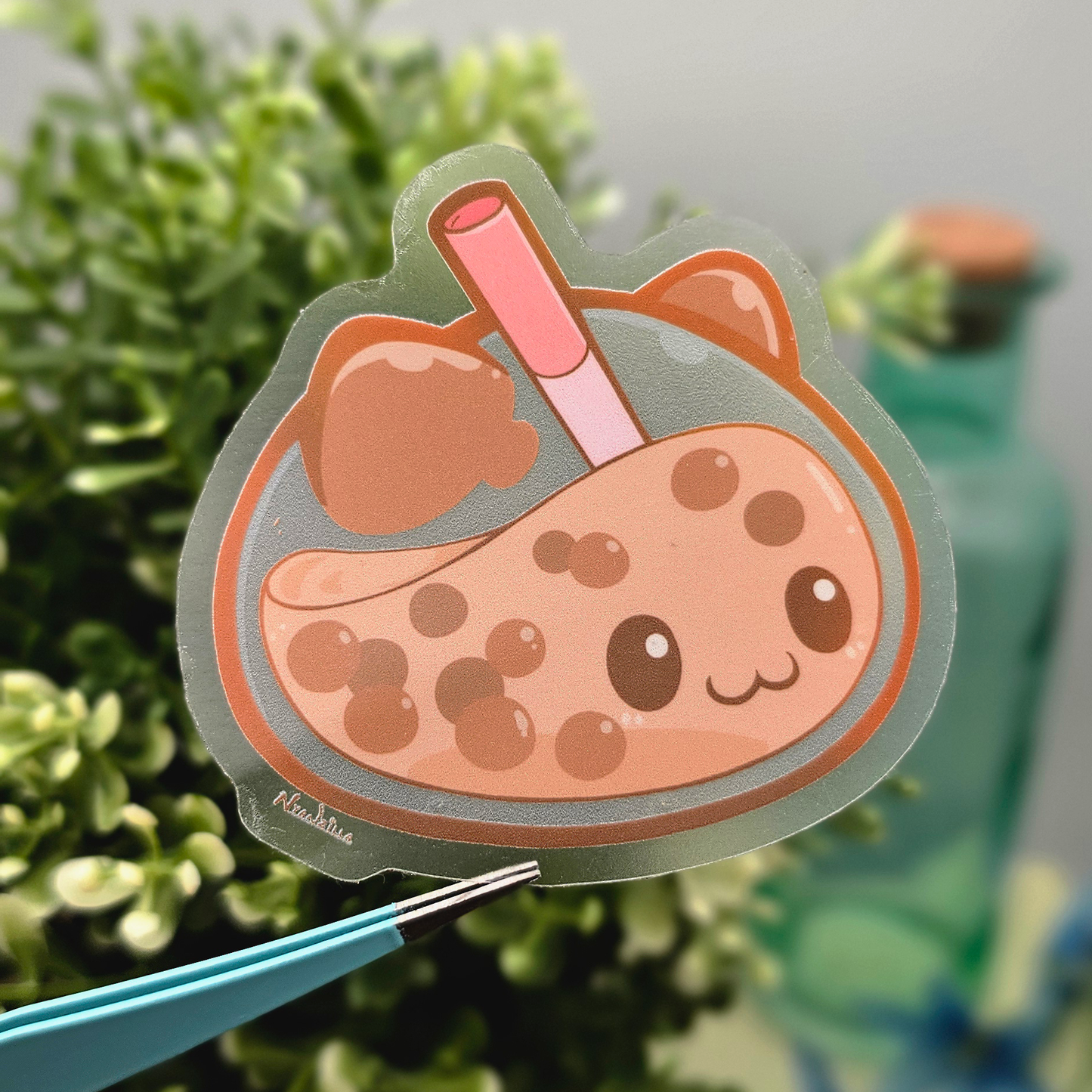 Slimew the Boba Slime Cat Clear Vinyl Sticker
