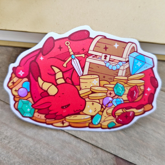 Treasure Hoard Dragon DnD Vinyl Sticker