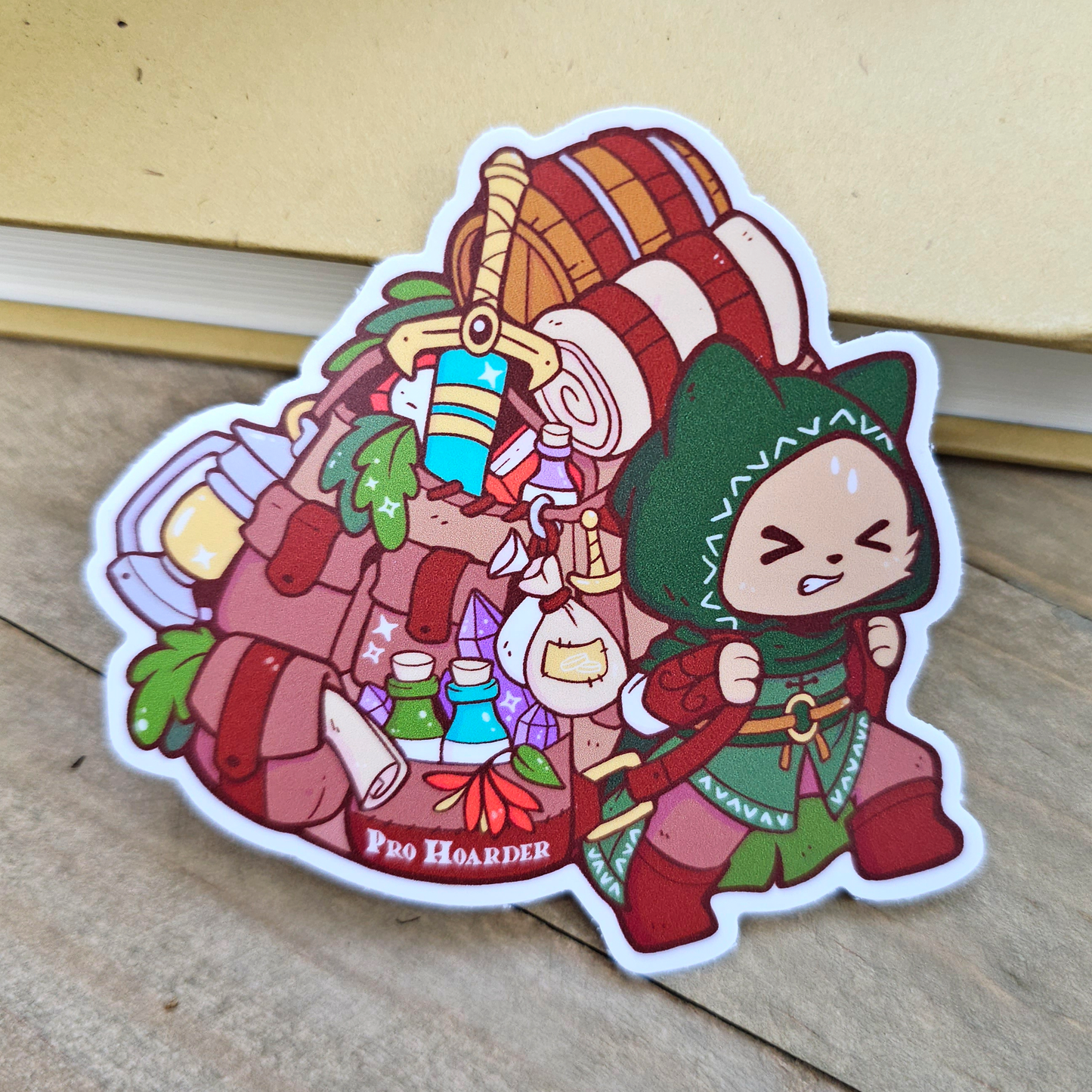 Encumbered Hoarder Cat Vinyl Sticker