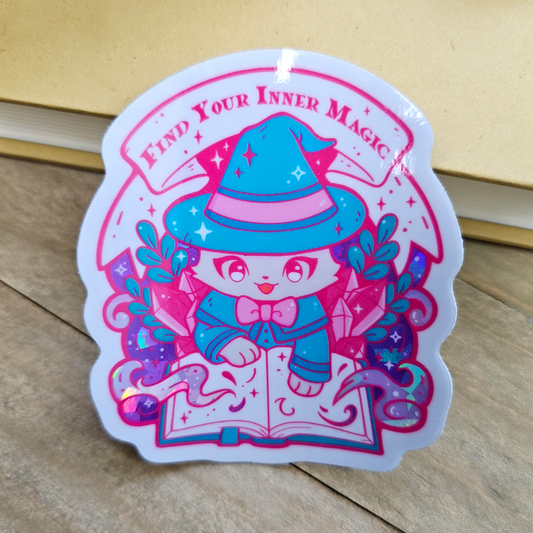 Blue Magical Cat Fantasy Vinyl Sticker