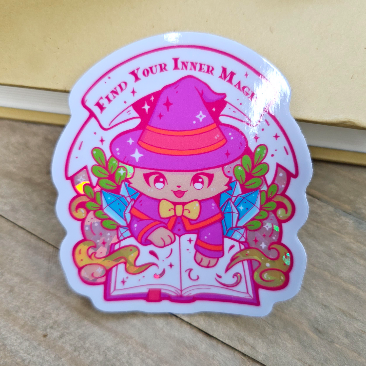 Purple Magical Cat Fantasy Vinyl Sticker
