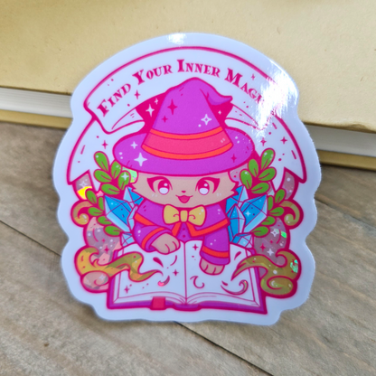 Purple Magical Cat Fantasy Vinyl Sticker