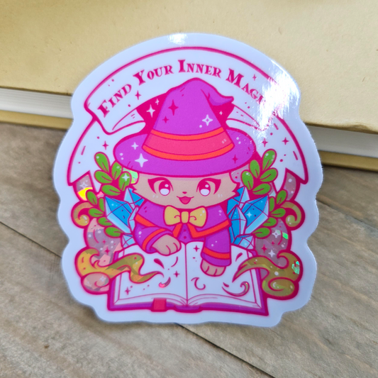Purple Magical Cat Fantasy Vinyl Sticker