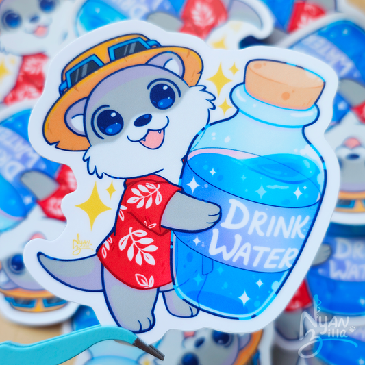 Abroader Otter Drink Water Vinyl Sticker