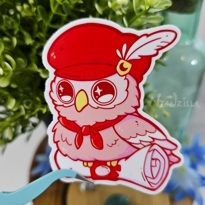 Red Messenger Owl Vinyl Sticker