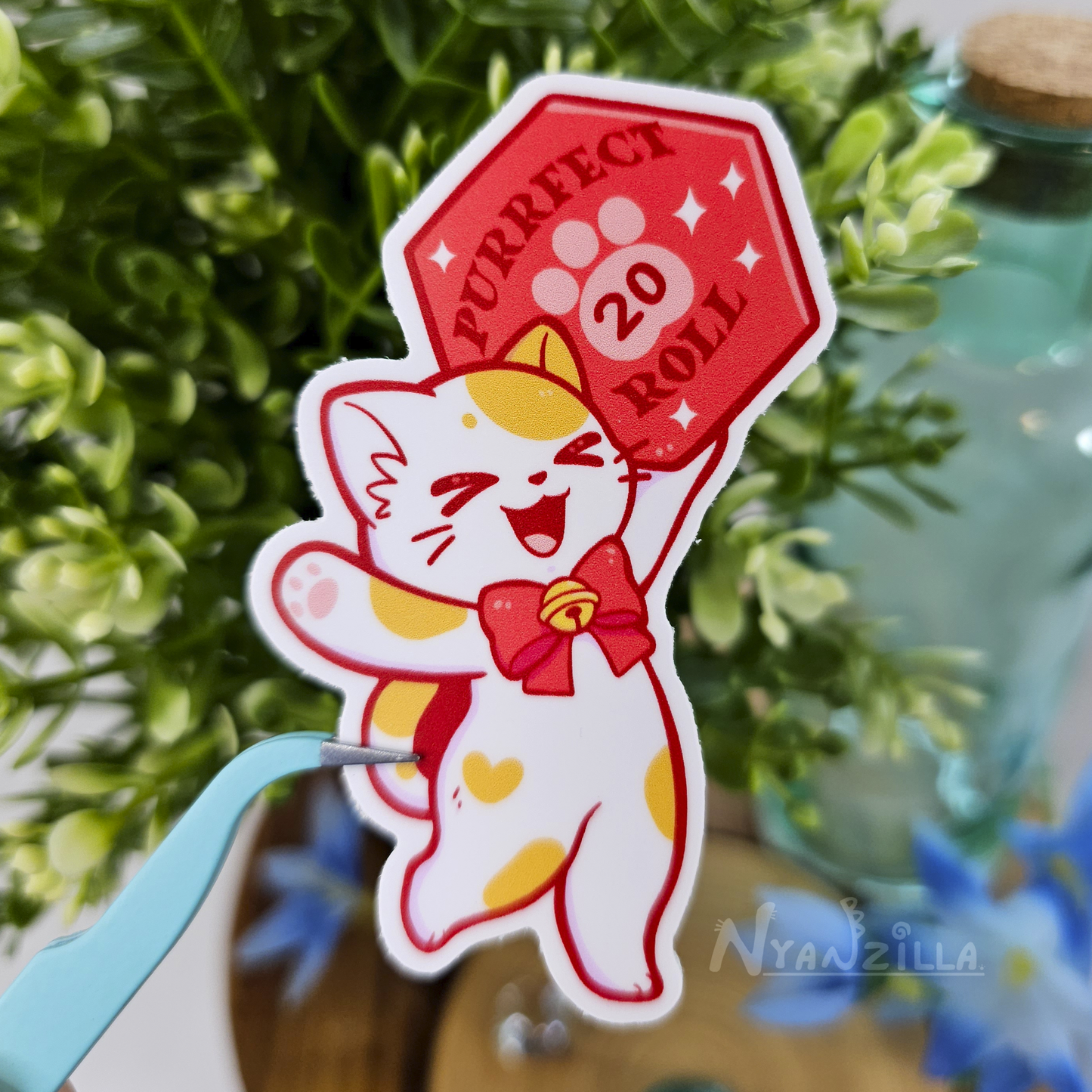 Purrrfect Roll DnD Cat Vinyl Sticker