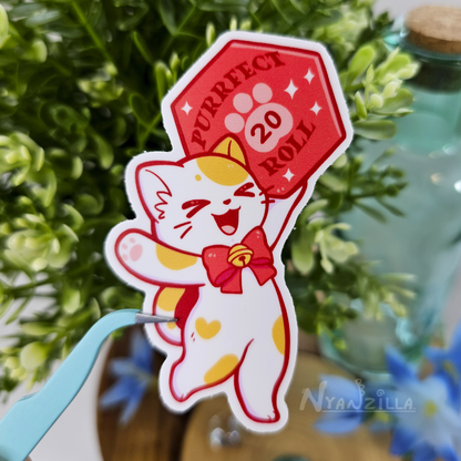 Purrrfect Roll DnD Cat Vinyl Sticker