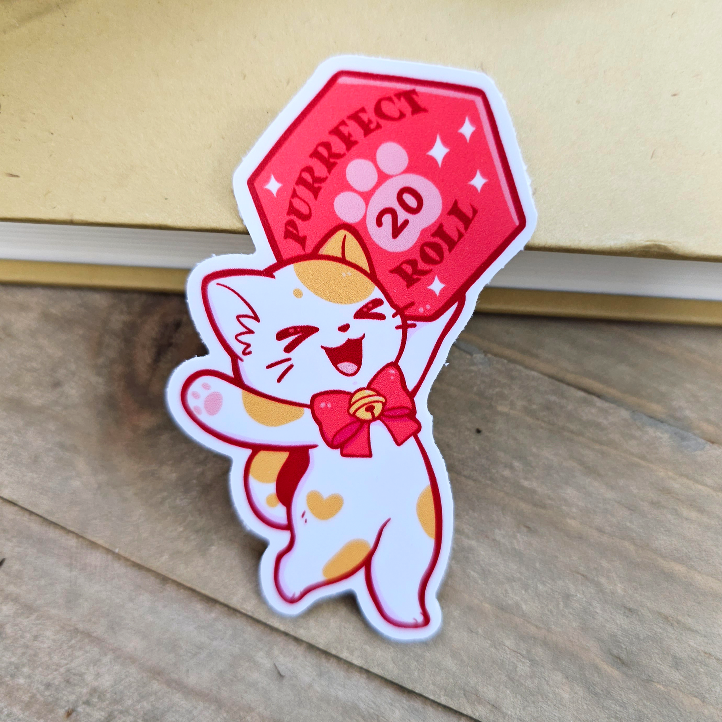 Purrrfect Roll DnD Cat Vinyl Sticker