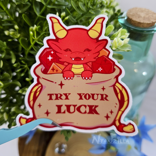 Red Dragon in Dice Bag Vinyl Sticker