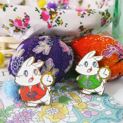 Alice in Kyoto Wonderland White Rabbit Enamel Pin